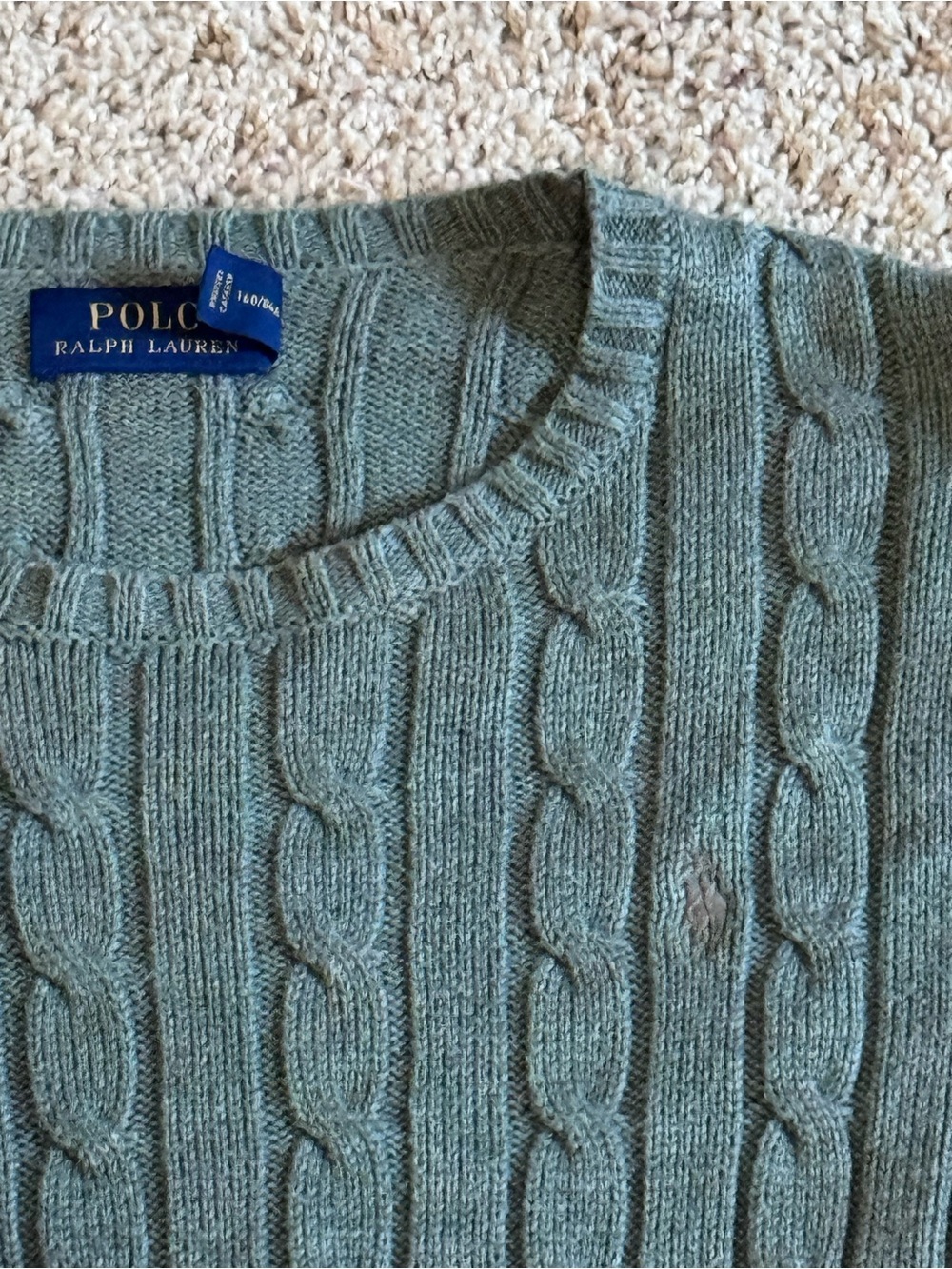 Polo by Ralph Lauren Iconic Cable Knit Crewneck Sweater - Sage - Picture 2 of 4
